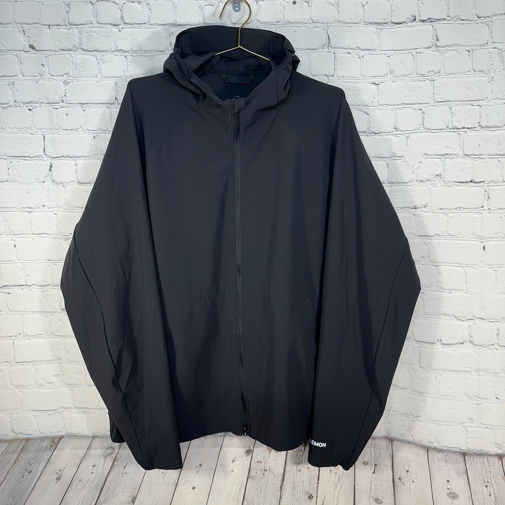 Lululemon Mens Pace Breaker Windbreaker Jacket Black Full Zip Hooded XL LM4APWS